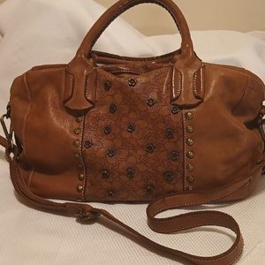 Costanza Rota Flowering Fields brown leather satchel bag purse